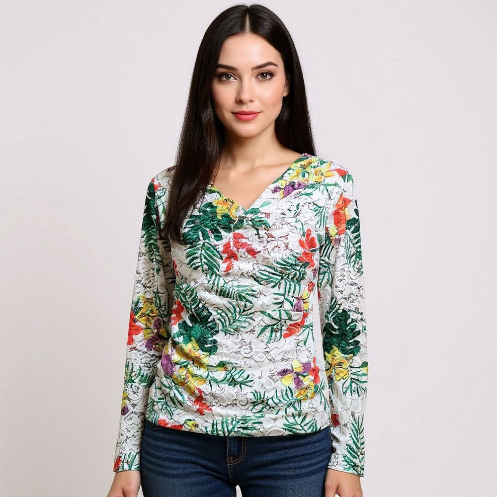 Caroline Constas Floral Lace Long Sleeve Top - Medium